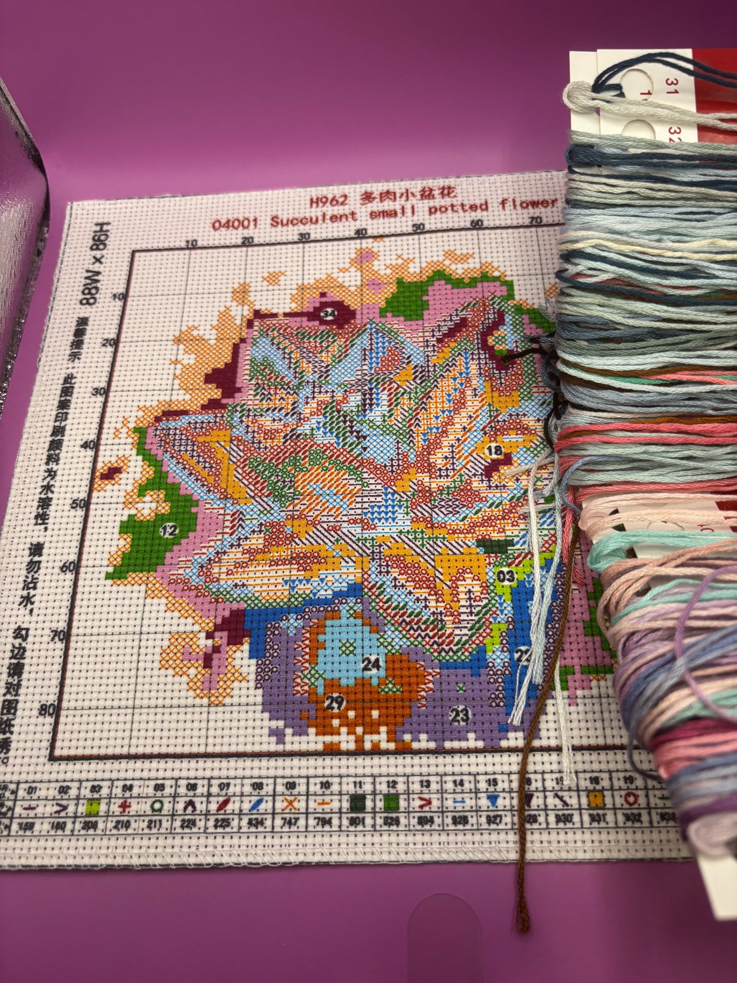 Succulent Small Potted Flower Cross Stitch Kit