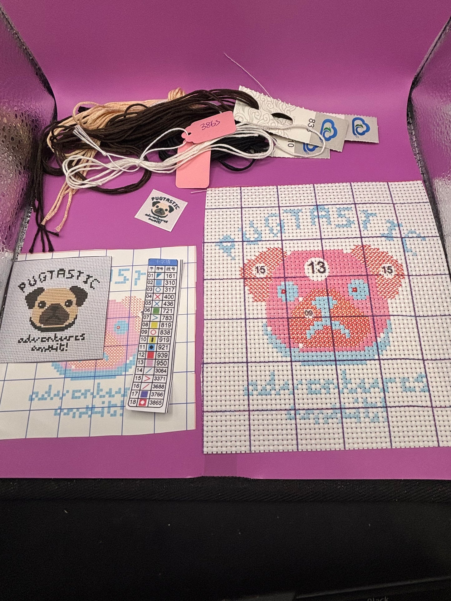 Pugtastic Adventures Await Cross Stitch Kit