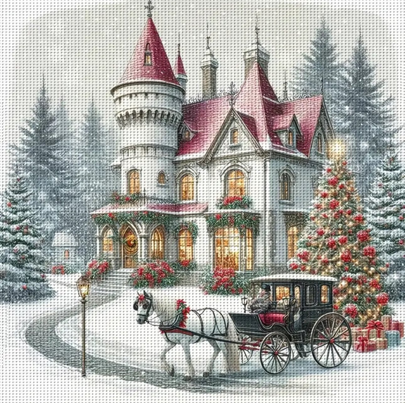 Christmassy House Cross Stitch - Threading Carefully