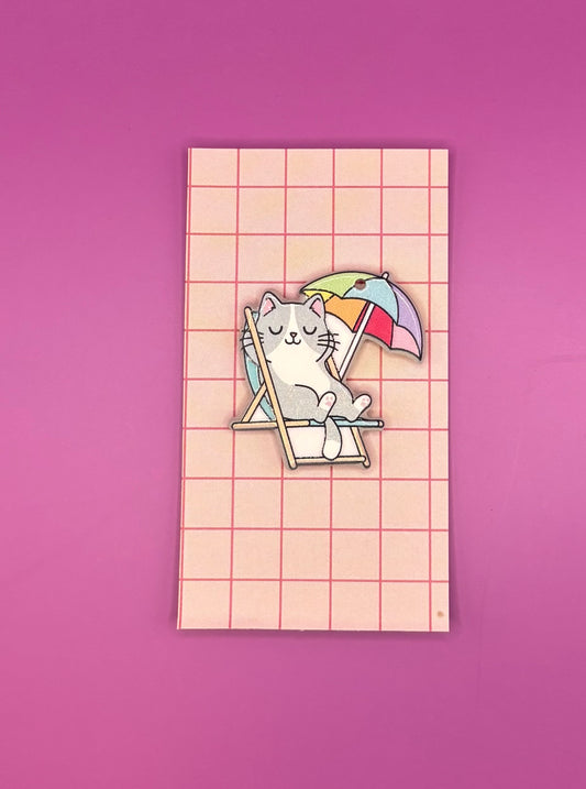 Magnetic Cat Needle Holder - Deck Chair Cat