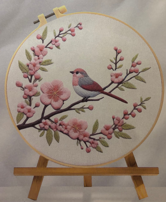 Pink Bird Embroidery Kit