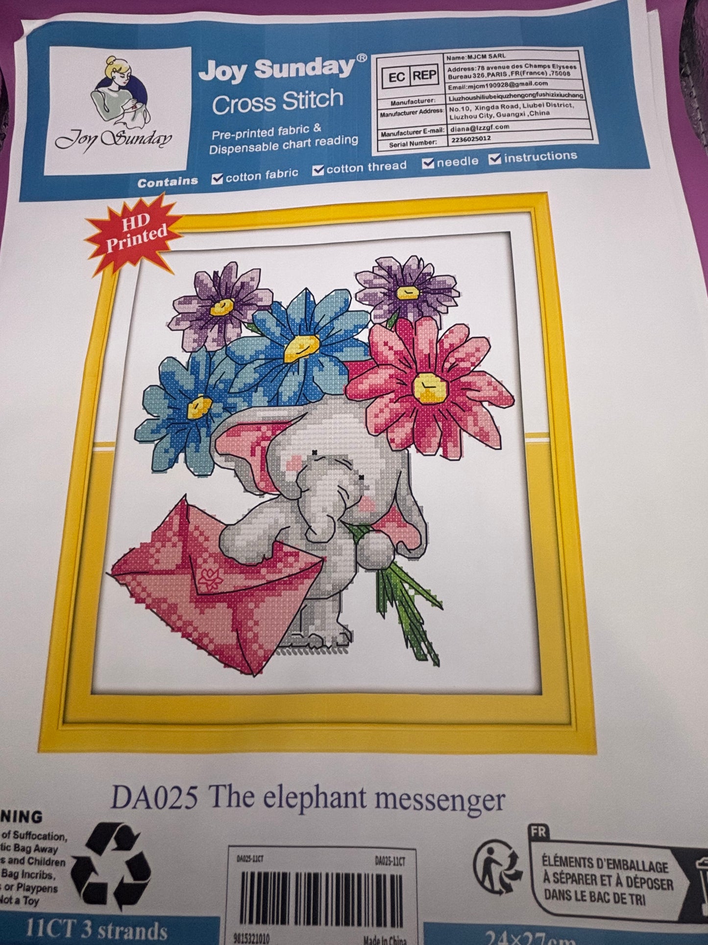 The Elephant Messenger Cross Stitch Kit