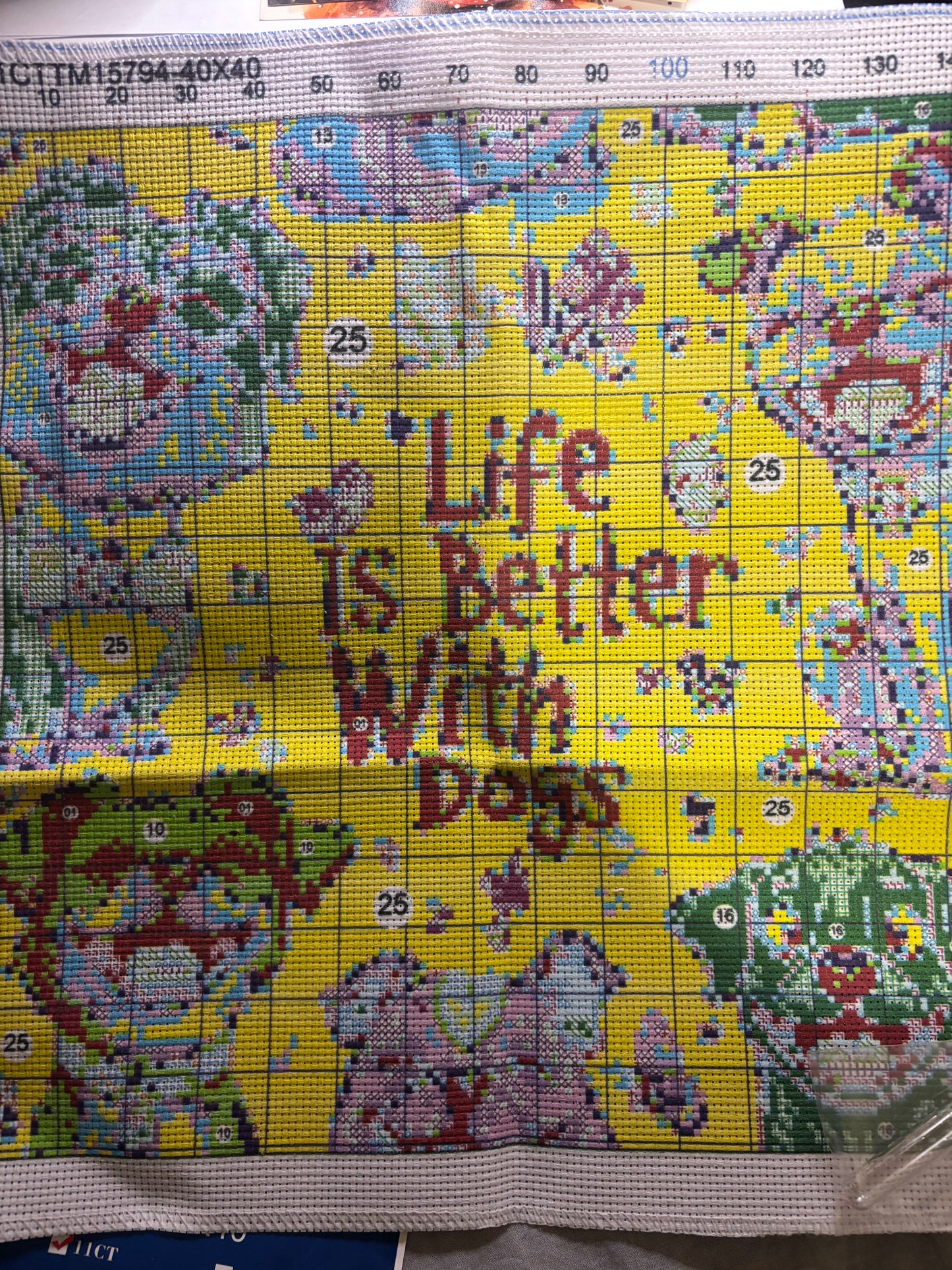 Life is Better with Dogs Cross Stitch Kit