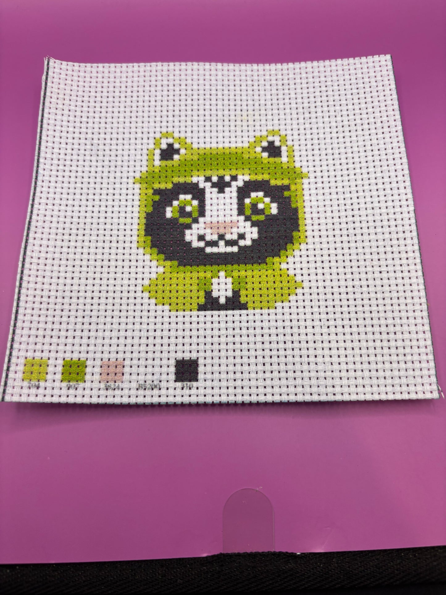 Green Cat Mini Cross Stitch Kit