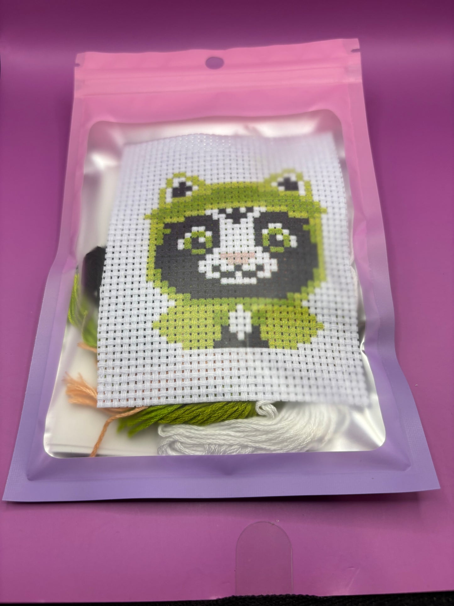 Green Cat Mini Cross Stitch Kit