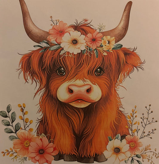 Flower Crown Highland Cow