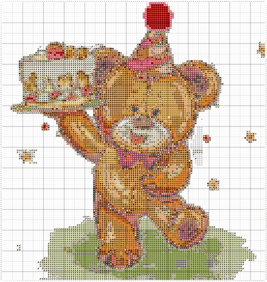 Birthday Ted Cross Stitch Kit - Threading Carefully