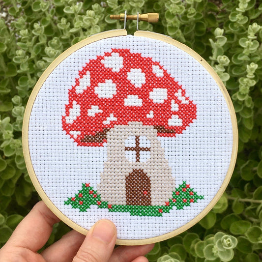 Mushroom house Cross Stitch Kit - Threading Carefully