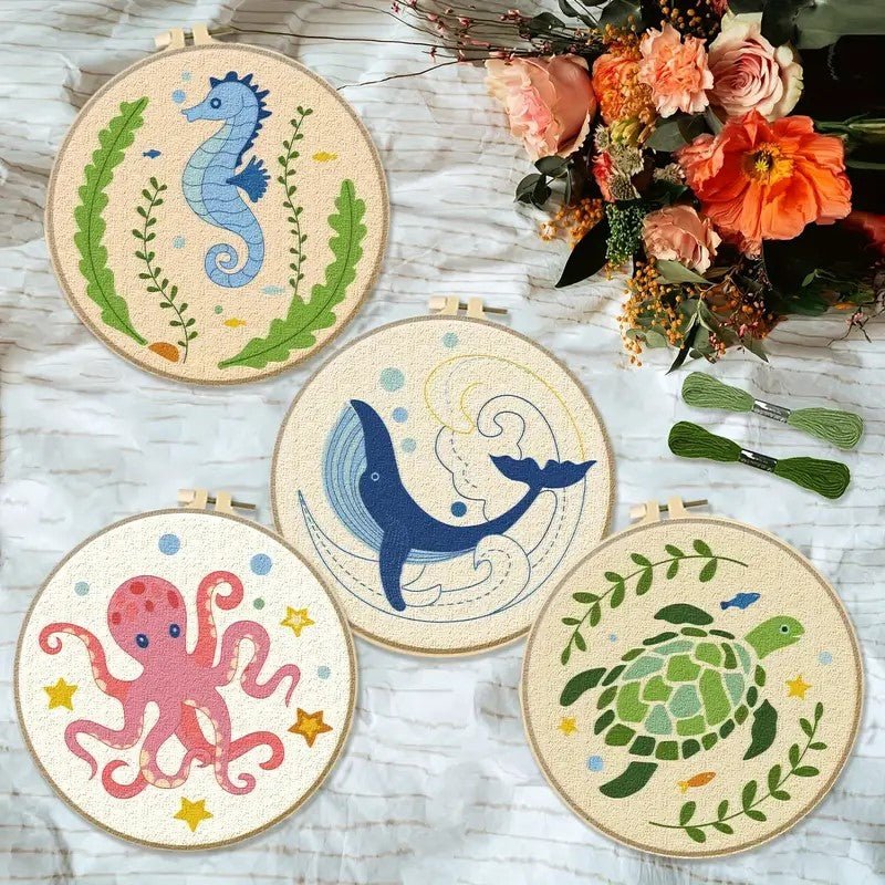 Ocean Animal Embroidery Kit - Threading Carefully