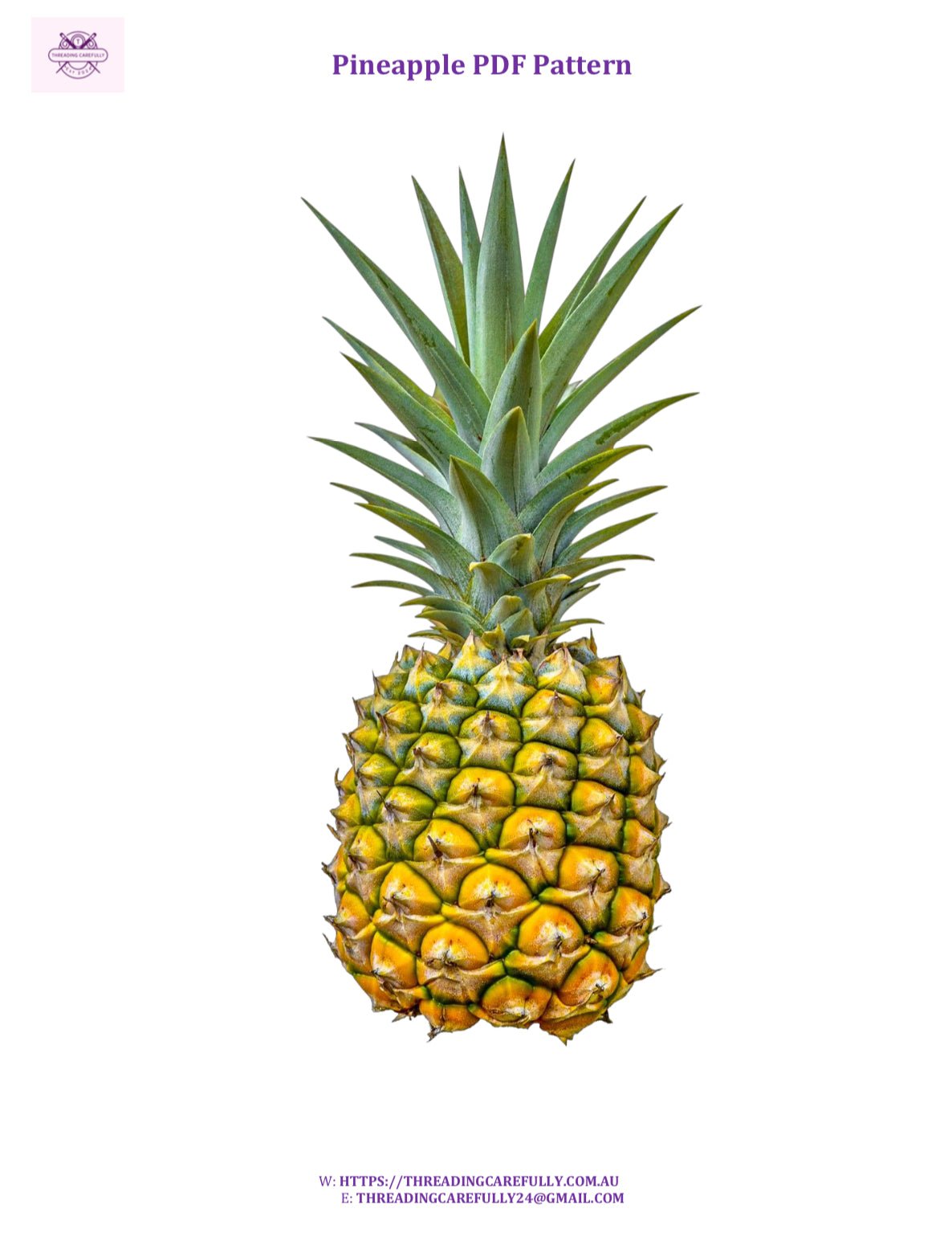 Pineapple PDF Cross stitch Pattern - Threading Carefully