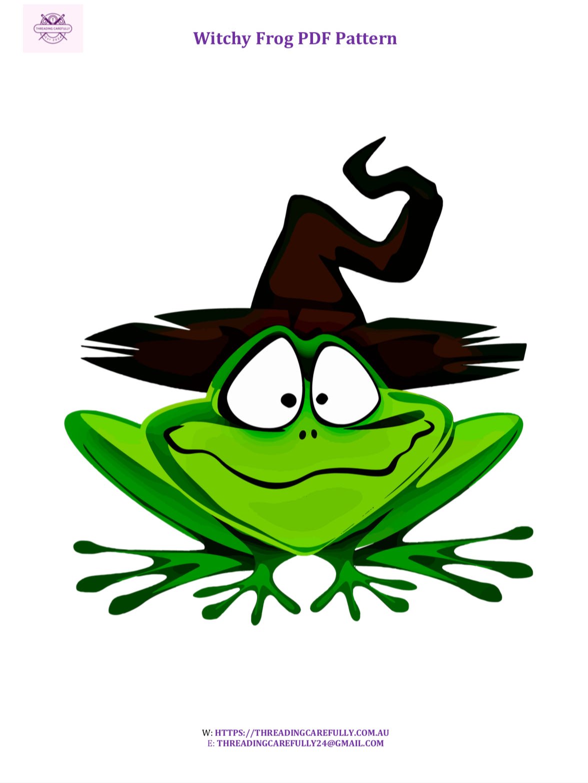 Witchy Frog Downloadable PDF Pattern - Threading Carefully